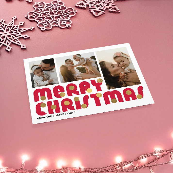 Merry Christmas Baubles Pack of 10 Personalised Christmas Cards