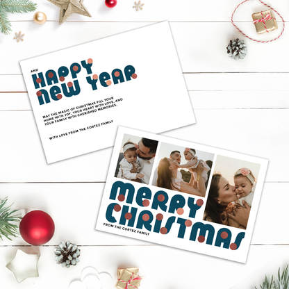 Merry Christmas Baubles Pack of 10 Personalised Christmas Cards