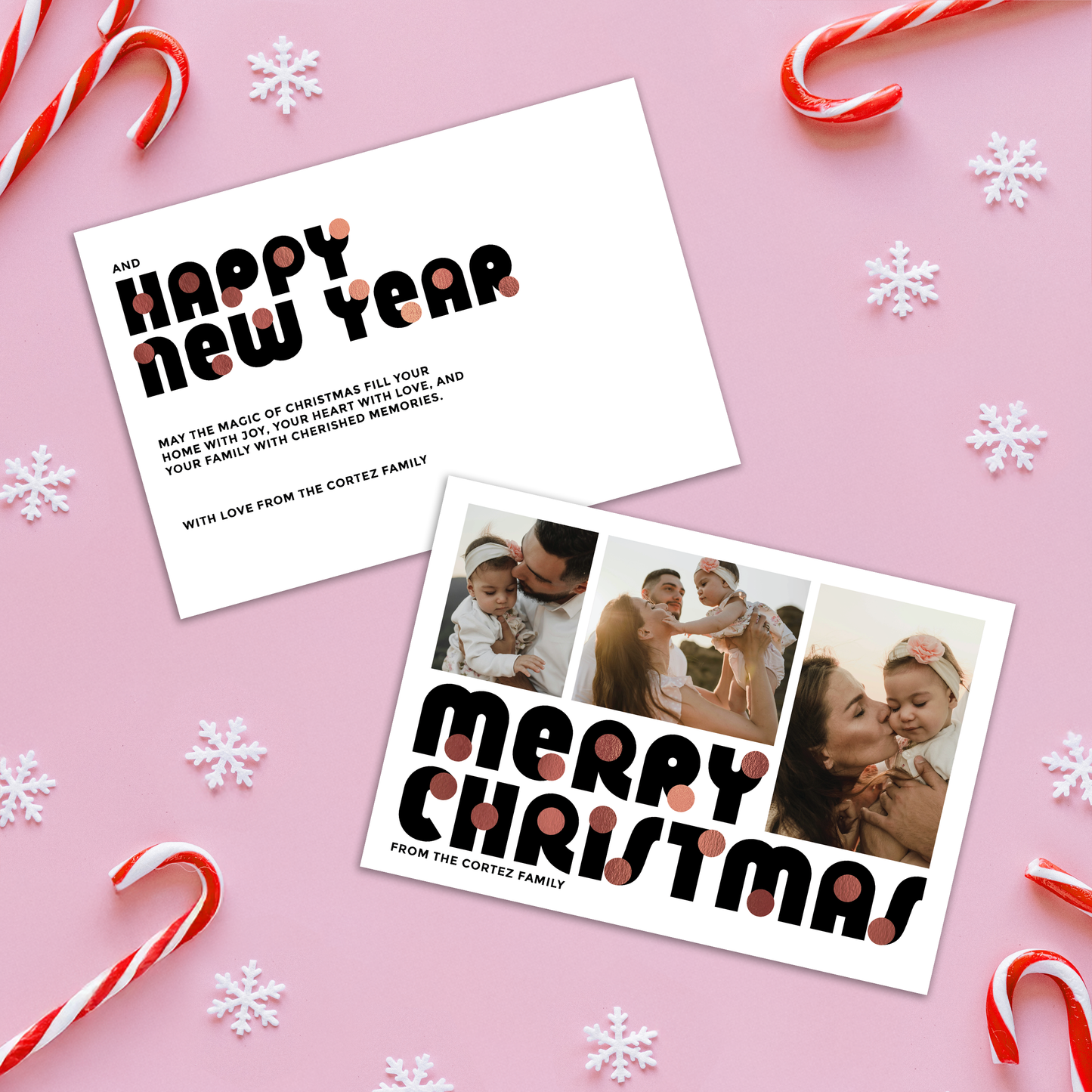 Merry Christmas Baubles Pack of 10 Personalised Christmas Cards