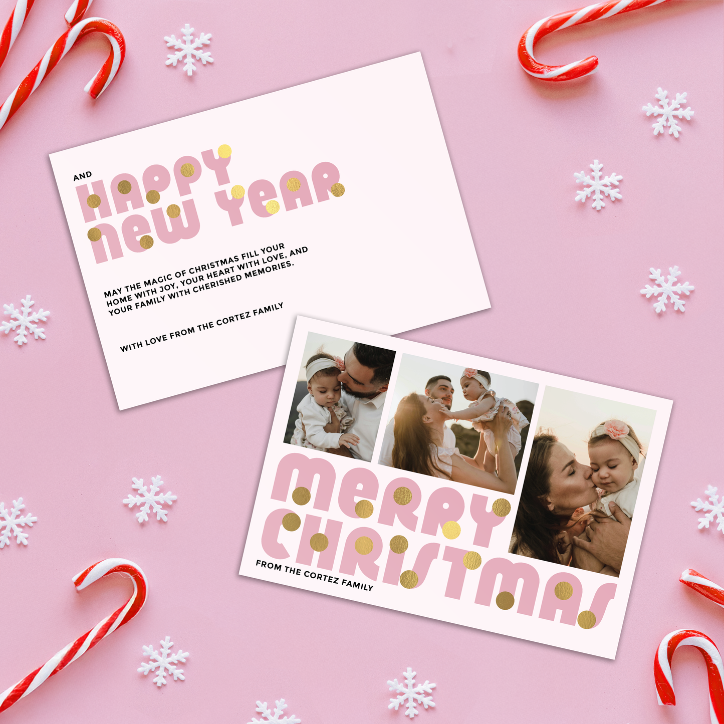 Merry Christmas Baubles Pack of 10 Personalised Christmas Cards
