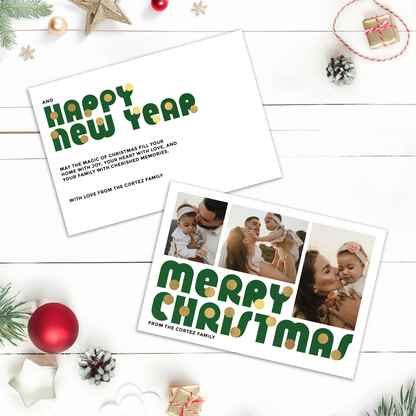 Merry Christmas Baubles Pack of 10 Personalised Christmas Cards