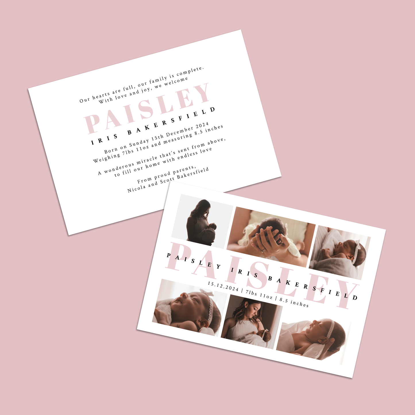 PAISLEY - Pack of 10 Birth Announcements