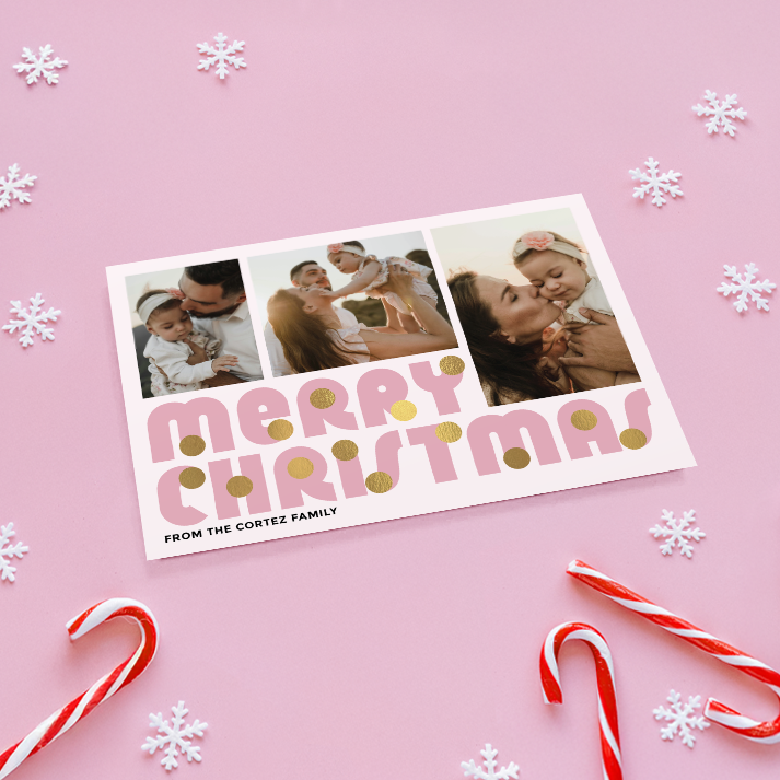 Merry Christmas Baubles Pack of 10 Personalised Christmas Cards