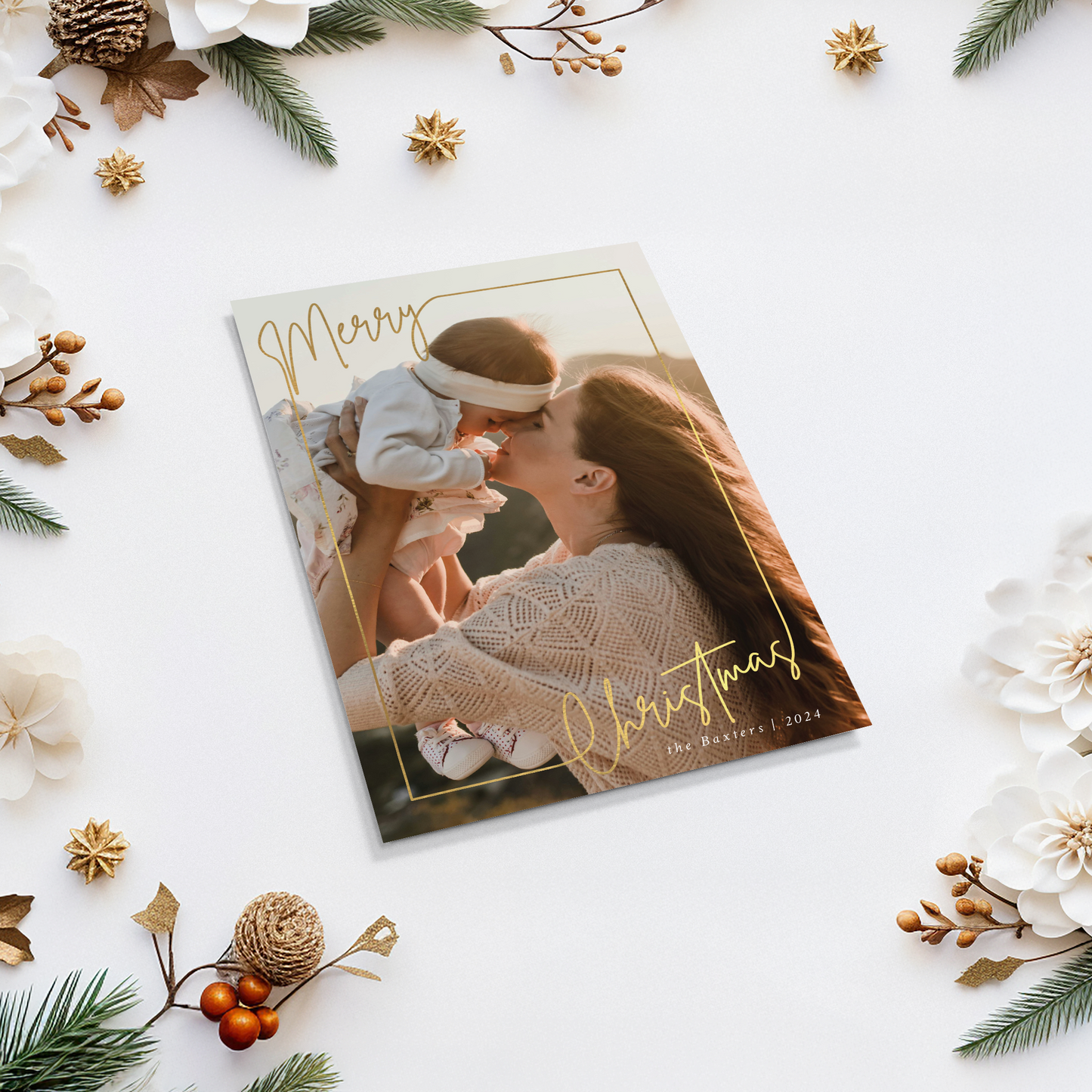 Merry Christmas Frame Pack of 10 Personalised Christmas Cards