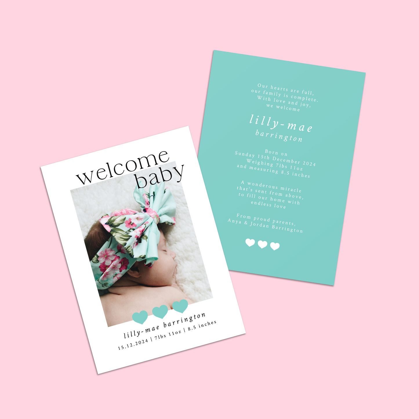 Lilly-Mae - Pack of 10 Birth Announcements