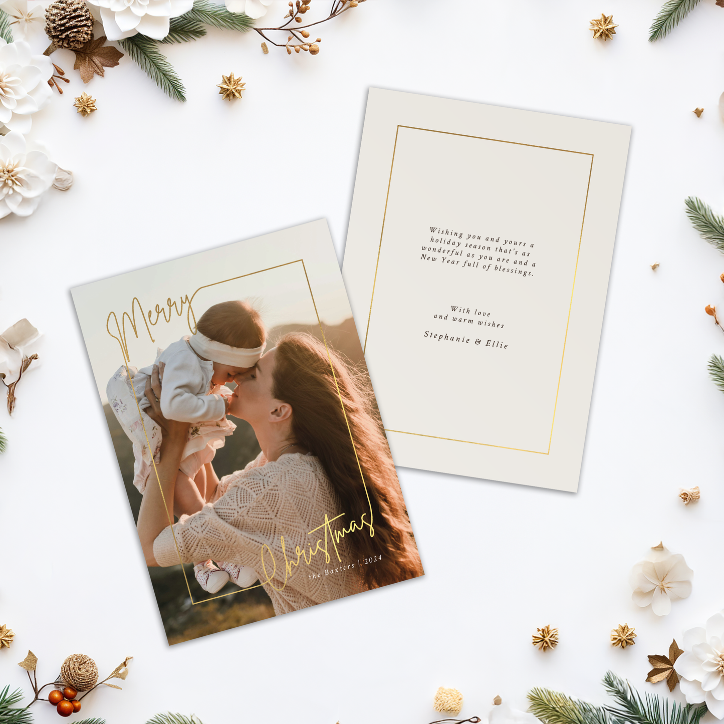 Merry Christmas Frame Pack of 10 Personalised Christmas Cards