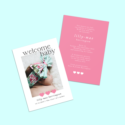 Lilly-Mae - Pack of 10 Birth Announcements