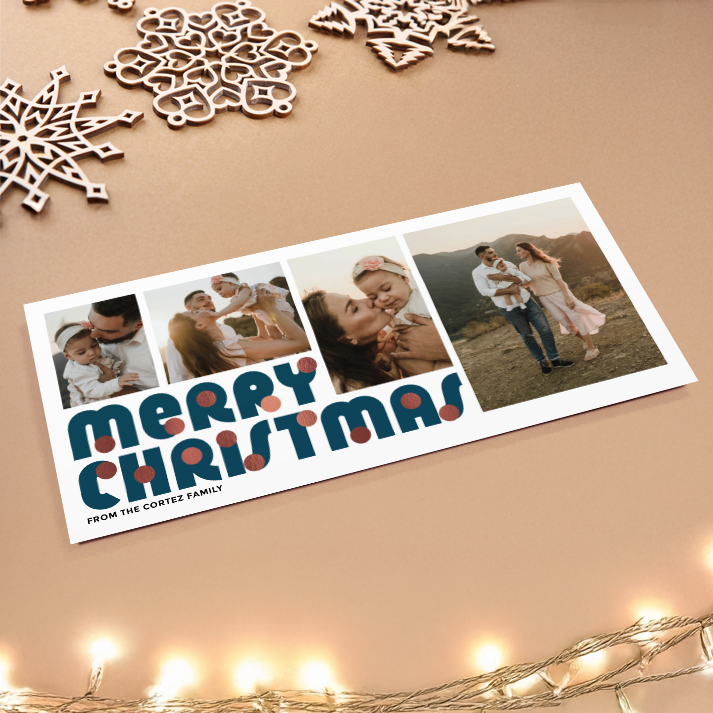 Merry Christmas Baubles Pack of 10 Personalised Christmas Cards