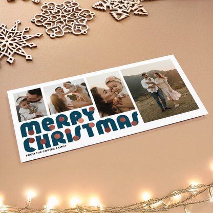 Merry Christmas Baubles Pack of 10 Personalised Christmas Cards