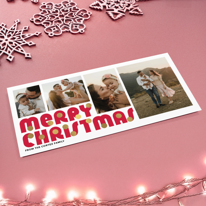 Merry Christmas Baubles Pack of 10 Personalised Christmas Cards