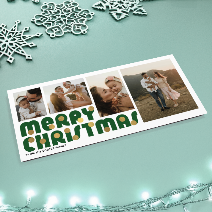 Merry Christmas Baubles Pack of 10 Personalised Christmas Cards
