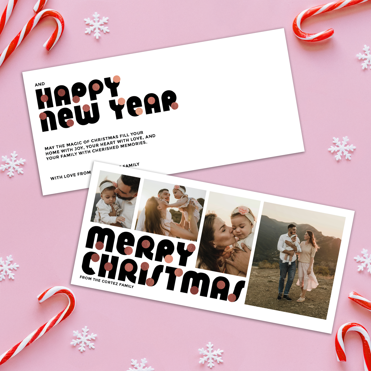 Merry Christmas Baubles Pack of 10 Personalised Christmas Cards