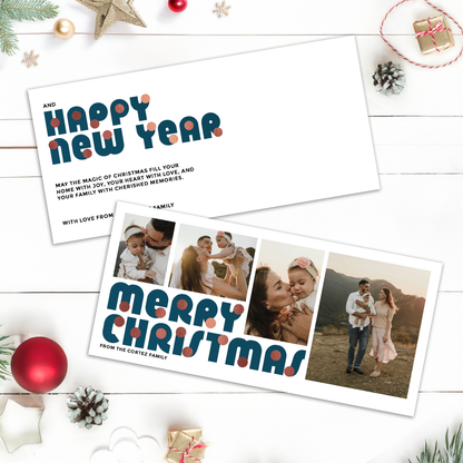 Merry Christmas Baubles Pack of 10 Personalised Christmas Cards