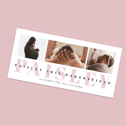 PAISLEY - Pack of 10 Birth Announcements