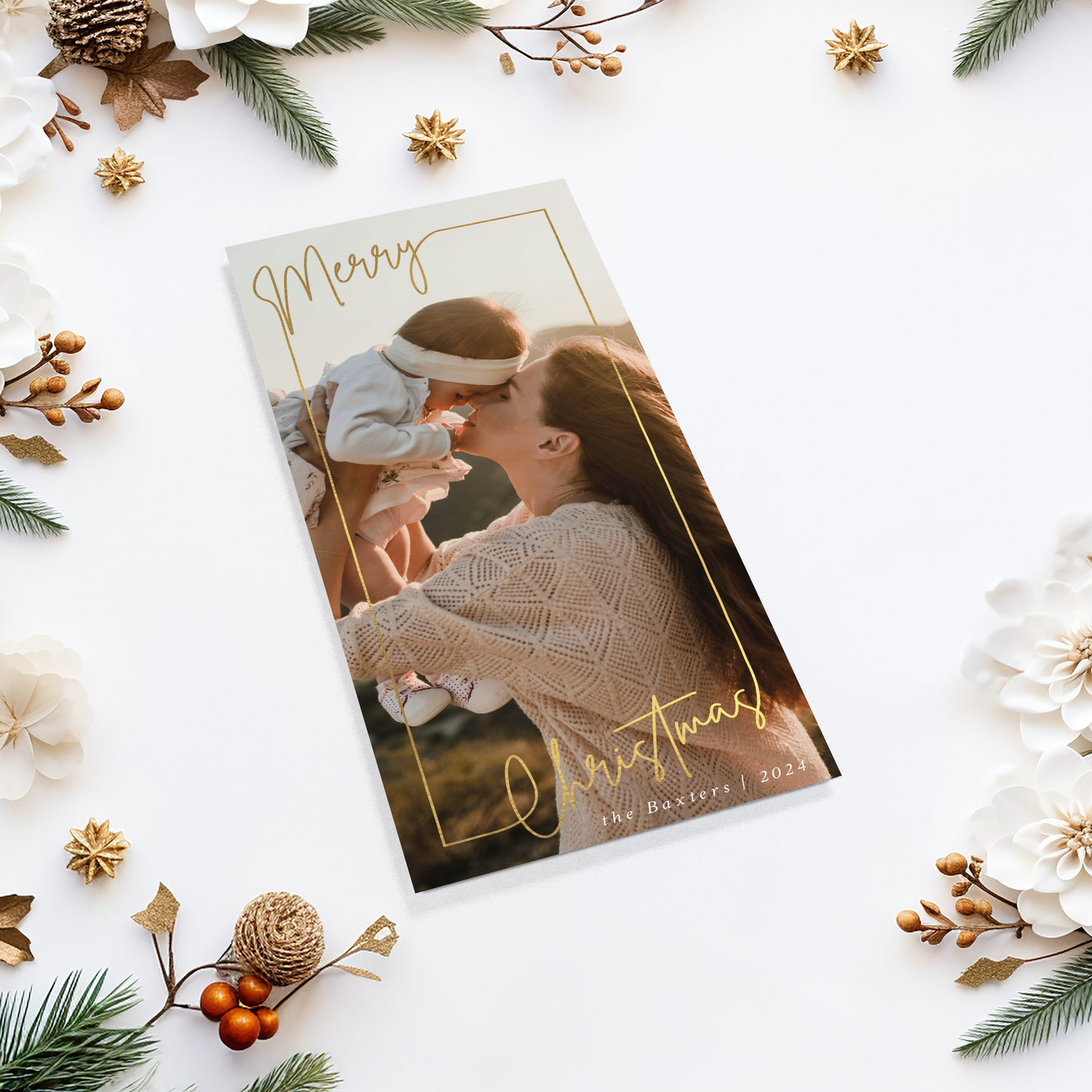 Merry Christmas Frame Pack of 10 Personalised Christmas Cards