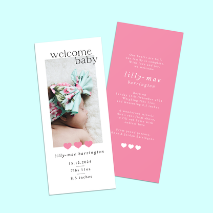 Lilly-Mae - Pack of 10 Birth Announcements