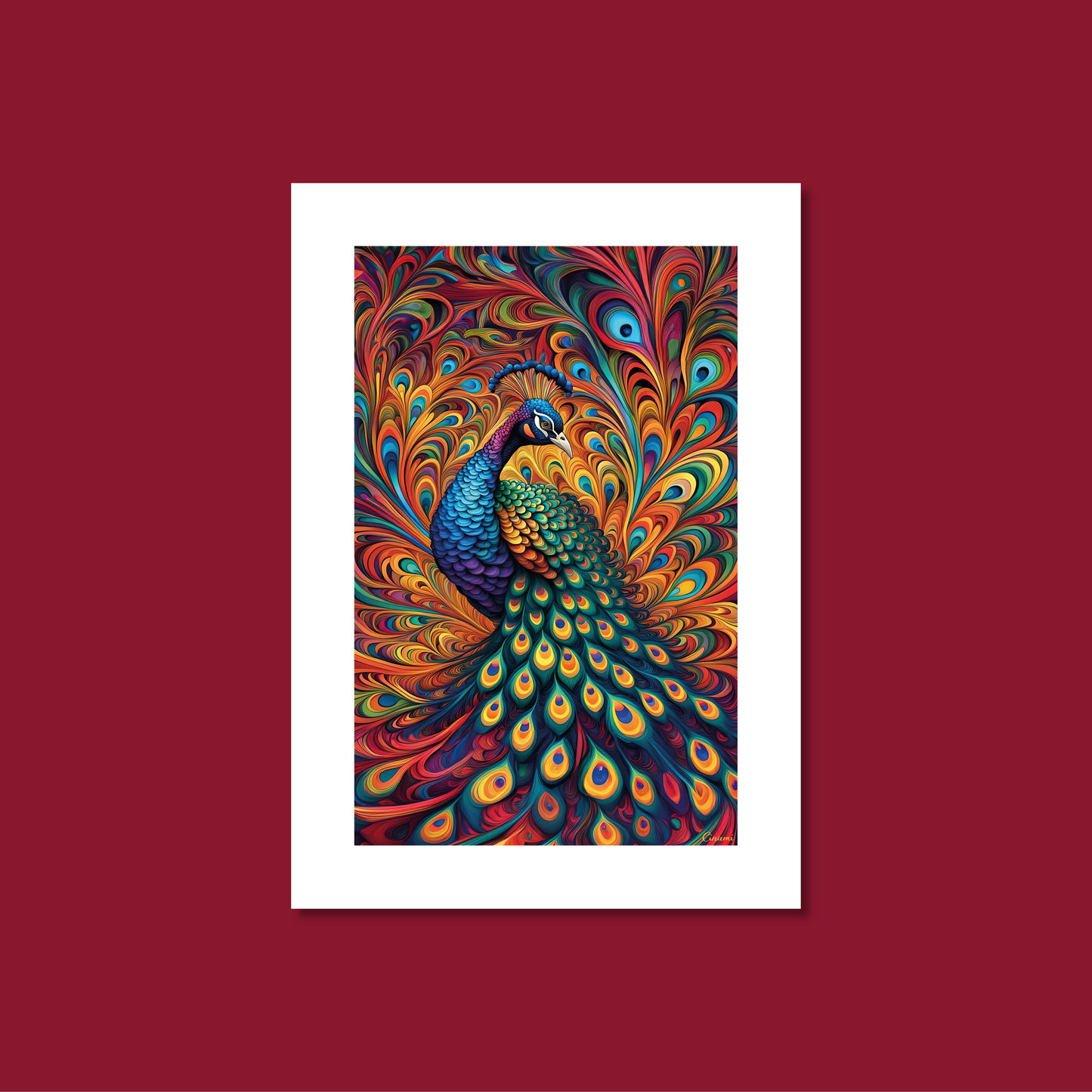 ABSTRACT PEACOCK **UNFRAMED ART PRINT**