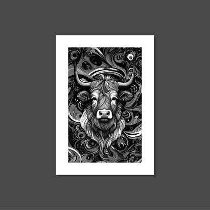 ABSTRACT HIGHLAND CATTLE **UNFRAMED ART PRINT**