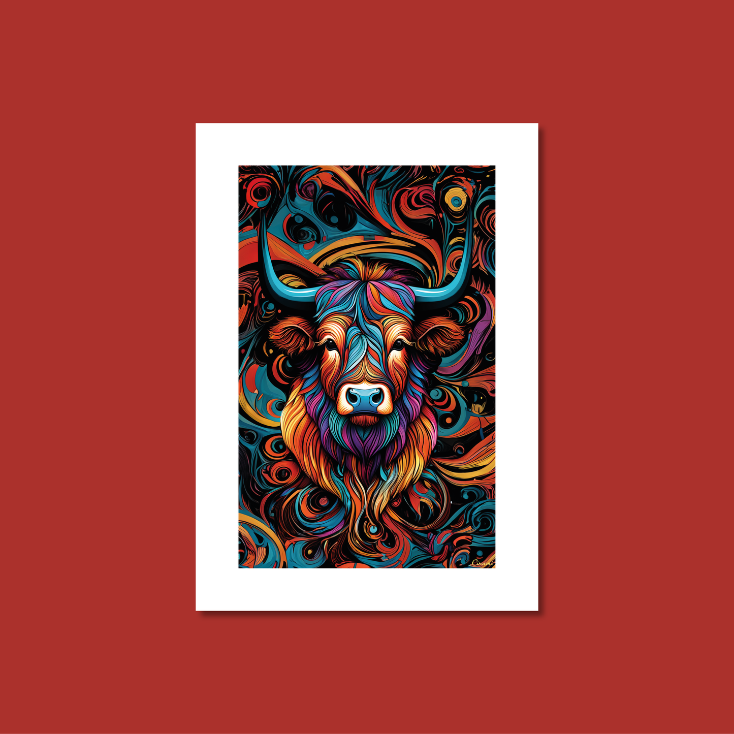 ABSTRACT HIGHLAND CATTLE **UNFRAMED ART PRINT**