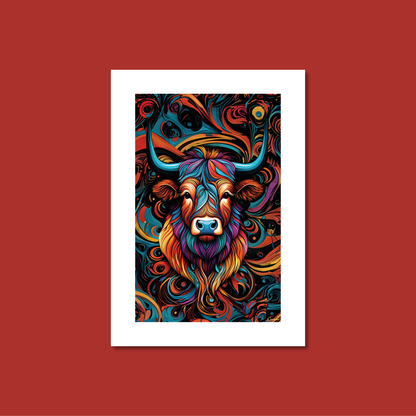 ABSTRACT HIGHLAND CATTLE **UNFRAMED ART PRINT**