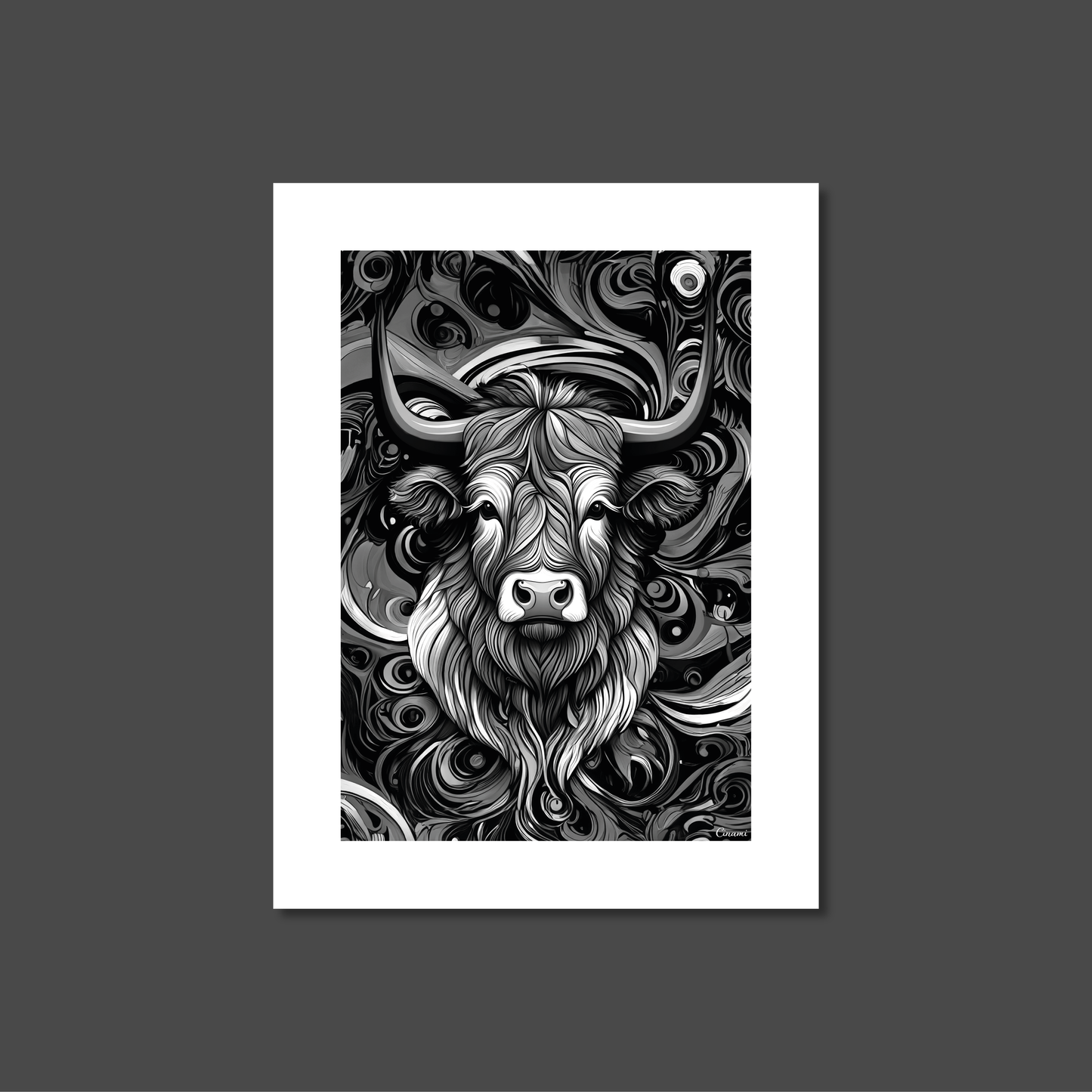 ABSTRACT HIGHLAND CATTLE **UNFRAMED ART PRINT**