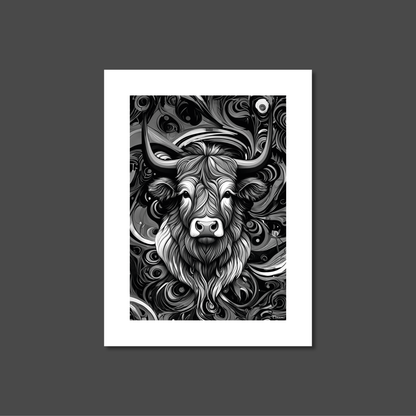 ABSTRACT HIGHLAND CATTLE **UNFRAMED ART PRINT**