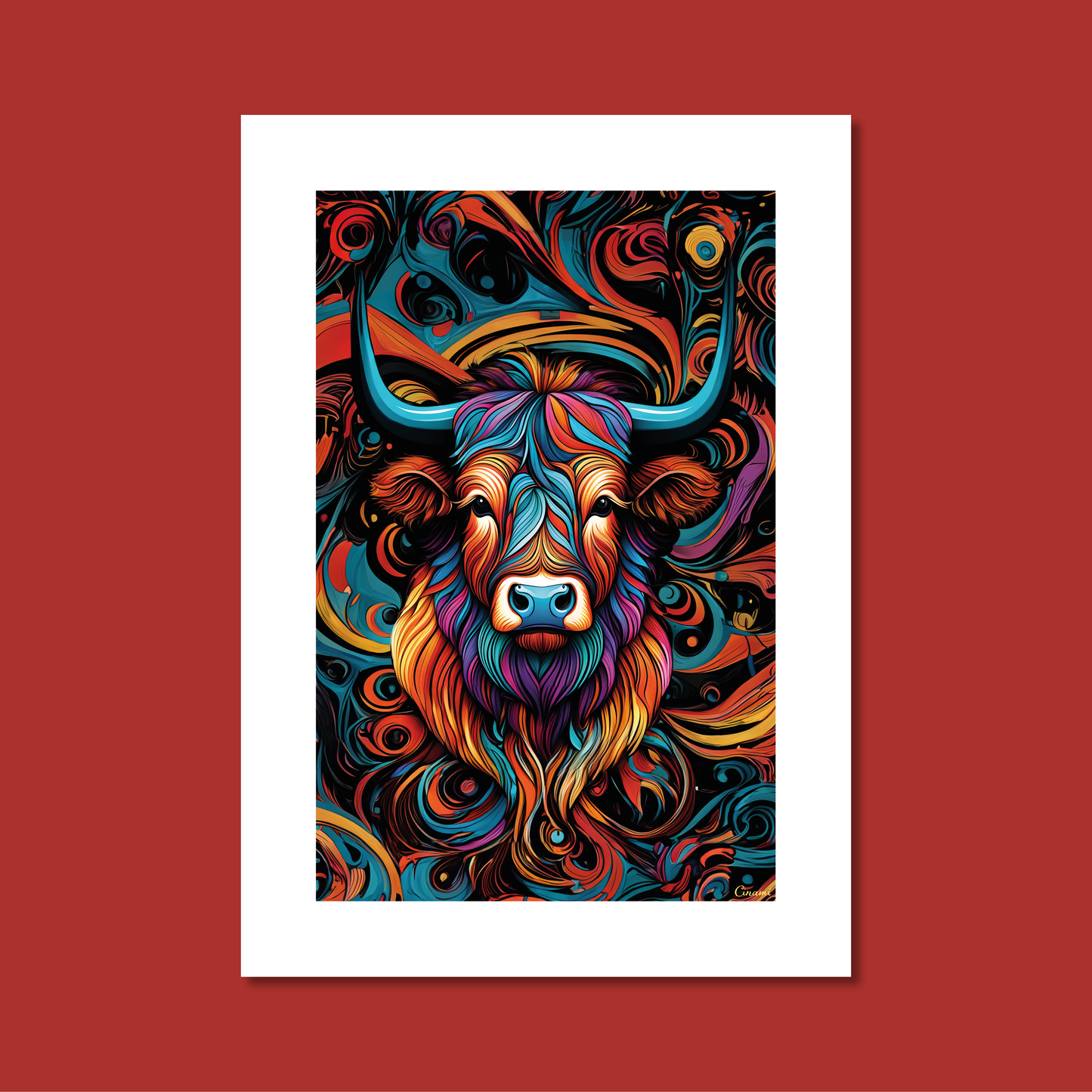 ABSTRACT HIGHLAND CATTLE **UNFRAMED ART PRINT**