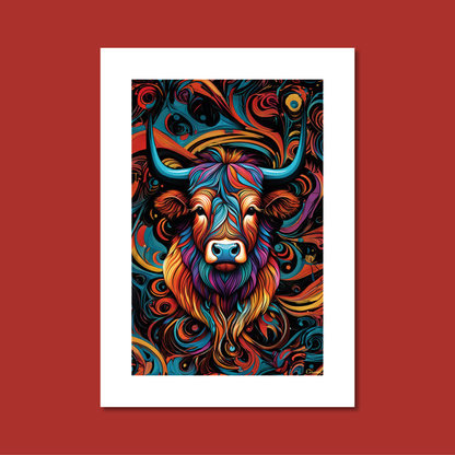 ABSTRACT HIGHLAND CATTLE **UNFRAMED ART PRINT**