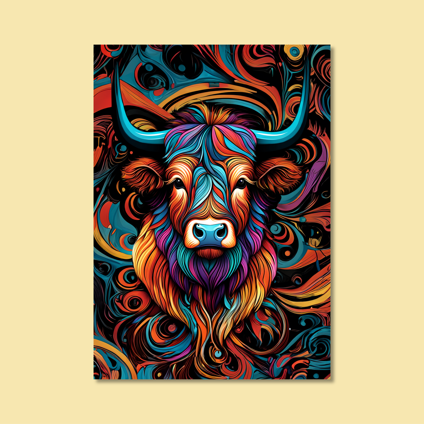 ABSTRACT HIGHLAND CATTLE **UNFRAMED ART PRINT**