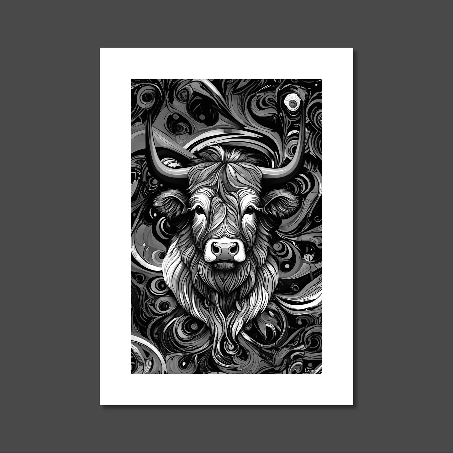 ABSTRACT HIGHLAND CATTLE **UNFRAMED ART PRINT**