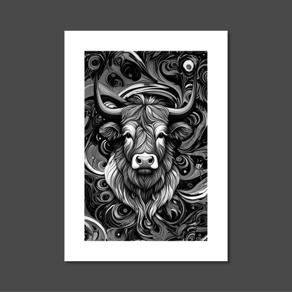 ABSTRACT HIGHLAND CATTLE **UNFRAMED ART PRINT**