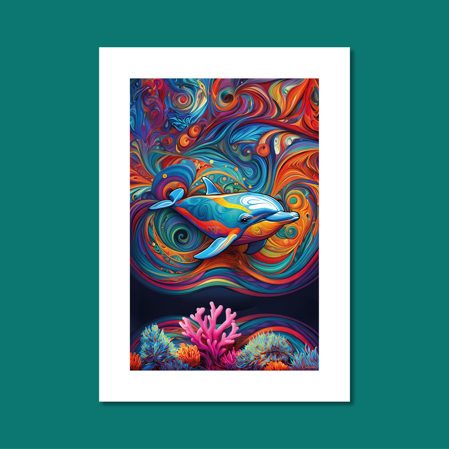 ABSTRACT DOLPHIN **UNFRAMED ART PRINT**