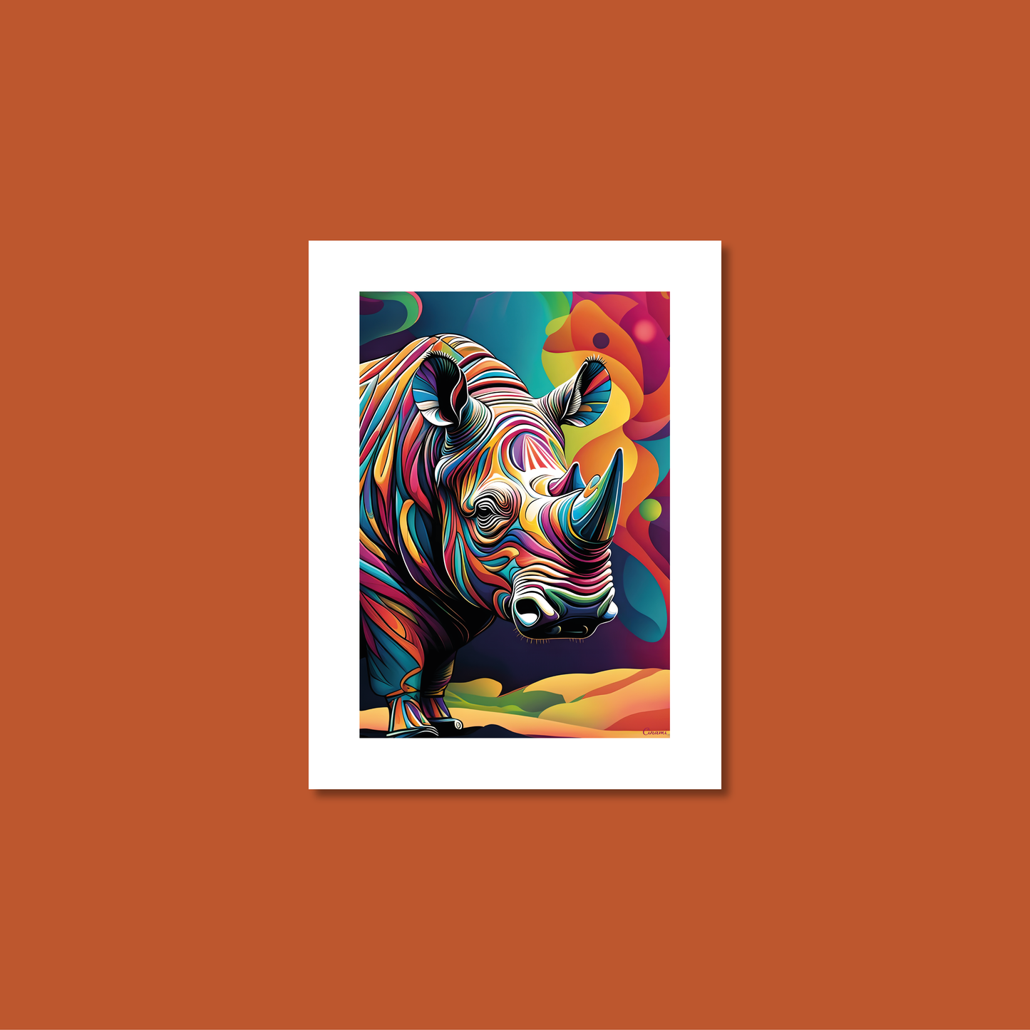 ABSTRACT RHINO **UNFRAMED ART PRINT**