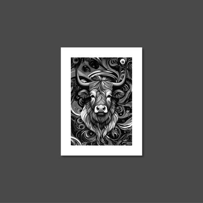 ABSTRACT HIGHLAND CATTLE **UNFRAMED ART PRINT**