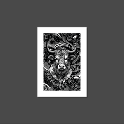ABSTRACT HIGHLAND CATTLE **UNFRAMED ART PRINT**