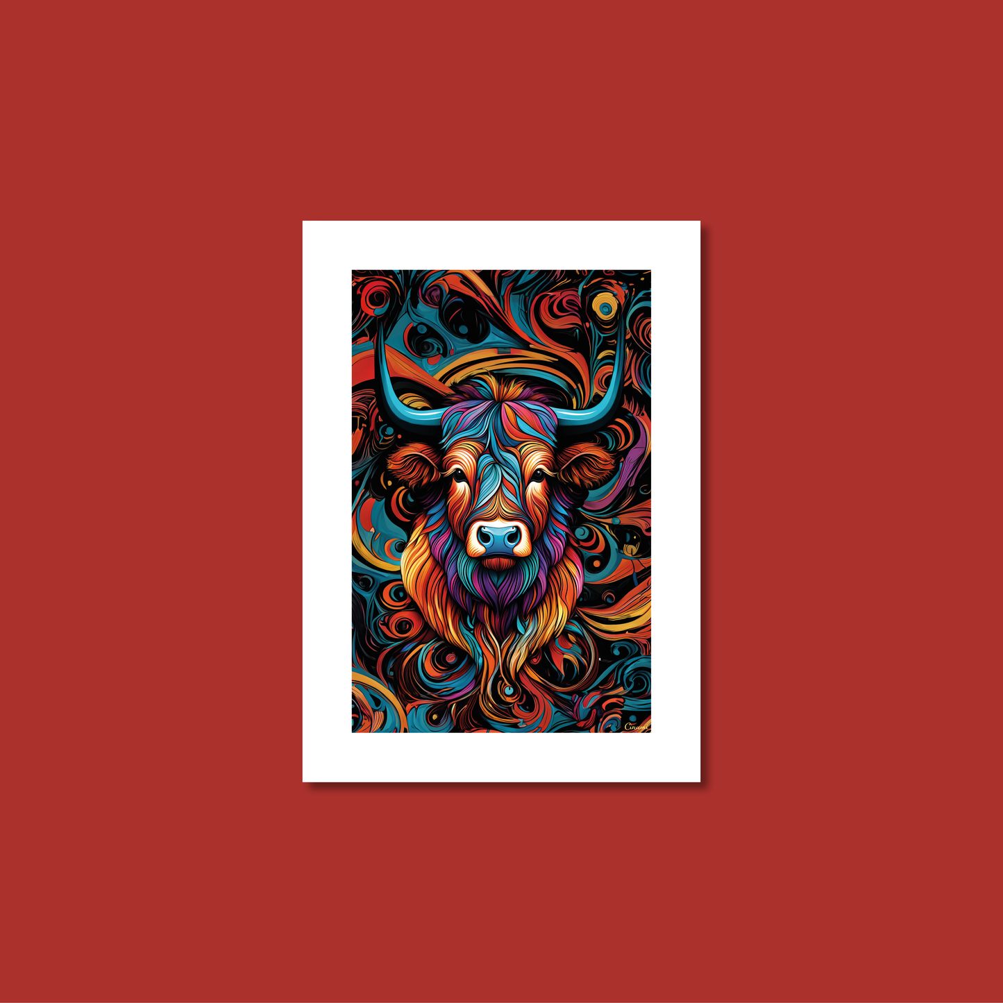ABSTRACT HIGHLAND CATTLE **UNFRAMED ART PRINT**