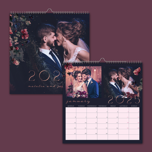 Midnight Florals Square Wall Calendar