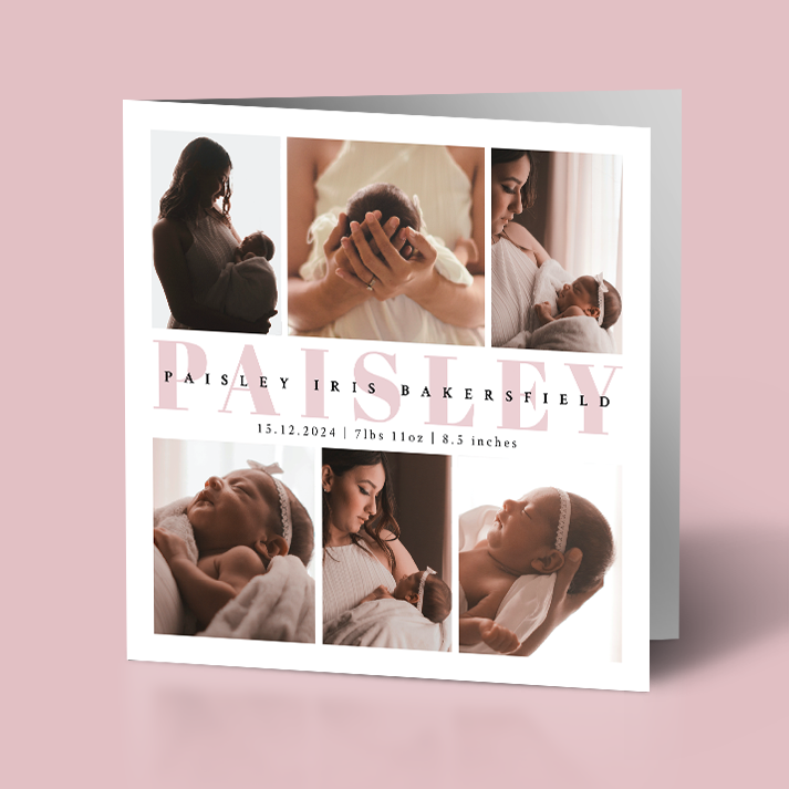 PAISLEY - Pack of 10 Birth Announcements