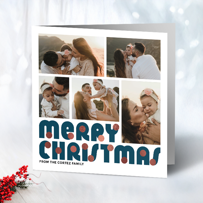 Merry Christmas Baubles Pack of 10 Personalised Christmas Cards