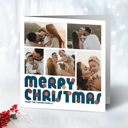 Merry Christmas Baubles Pack of 10 Personalised Christmas Cards