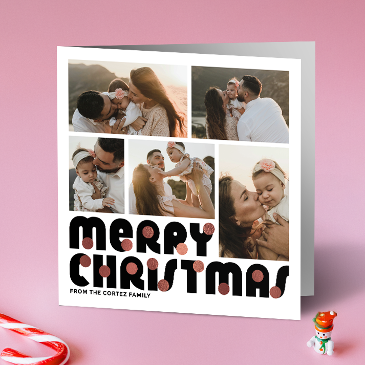 Merry Christmas Baubles Pack of 10 Personalised Christmas Cards