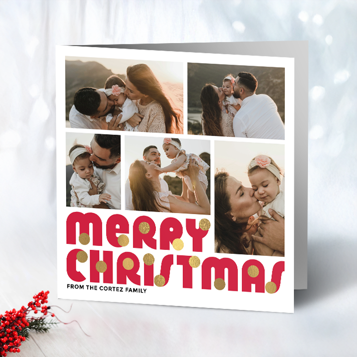 Merry Christmas Baubles Pack of 10 Personalised Christmas Cards