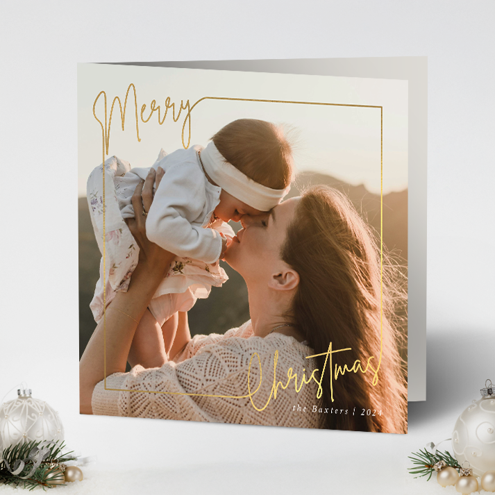 Merry Christmas Frame Pack of 10 Personalised Christmas Cards