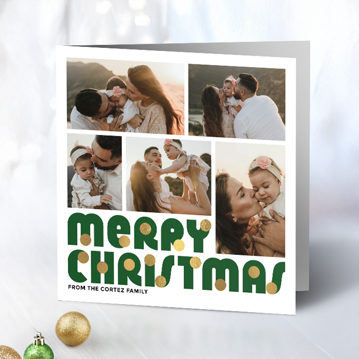 Merry Christmas Baubles Pack of 10 Personalised Christmas Cards