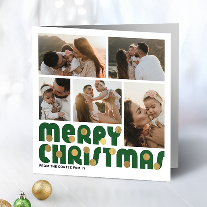 Merry Christmas Baubles Pack of 10 Personalised Christmas Cards