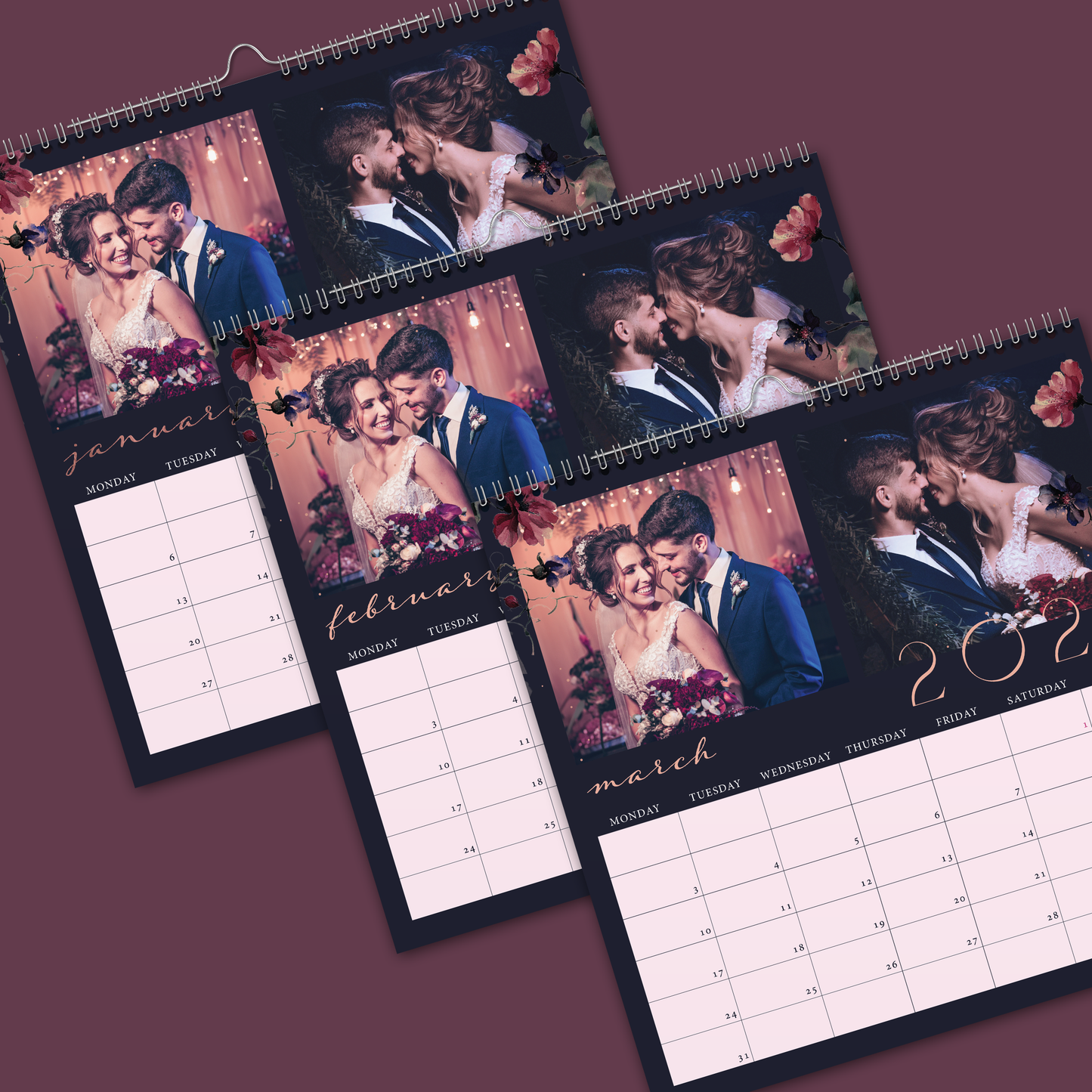 Midnight Florals Square Wall Calendar