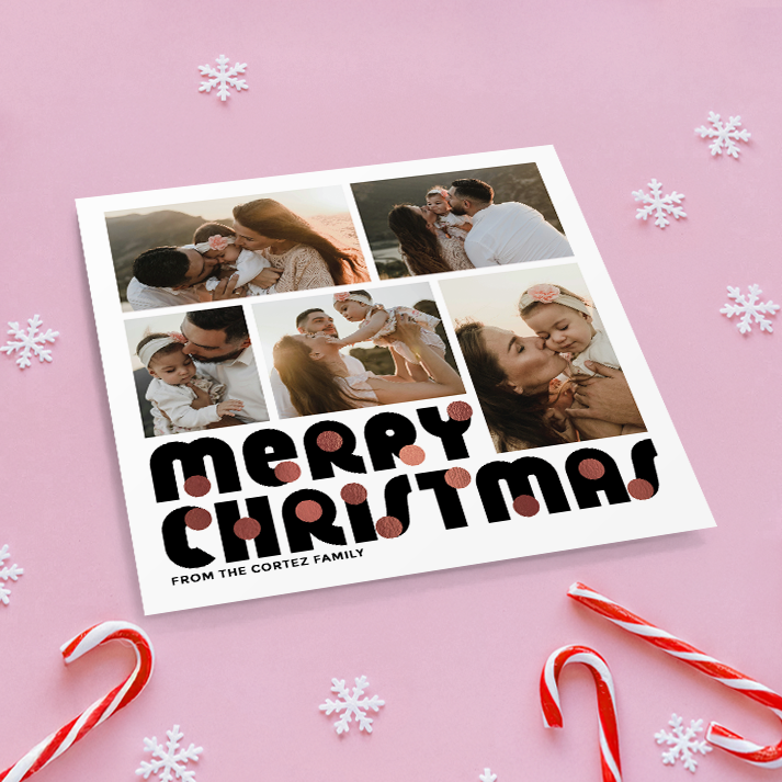 Merry Christmas Baubles Pack of 10 Personalised Christmas Cards