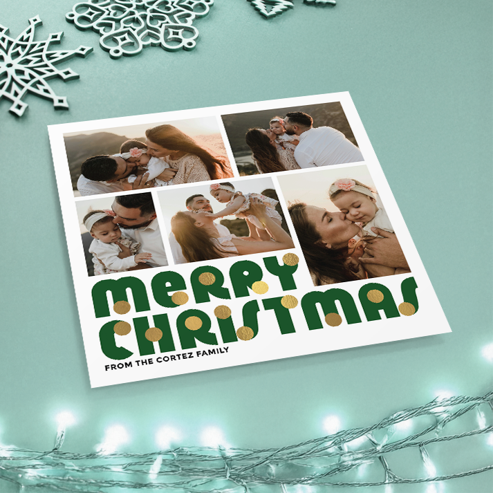 Merry Christmas Baubles Pack of 10 Personalised Christmas Cards