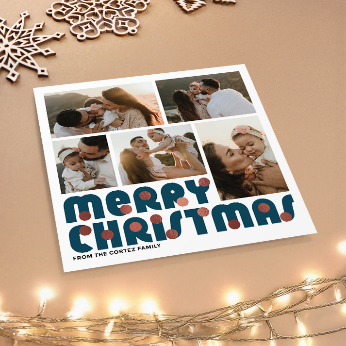 Merry Christmas Baubles Pack of 10 Personalised Christmas Cards