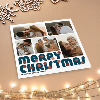 Merry Christmas Baubles Pack of 10 Personalised Christmas Cards